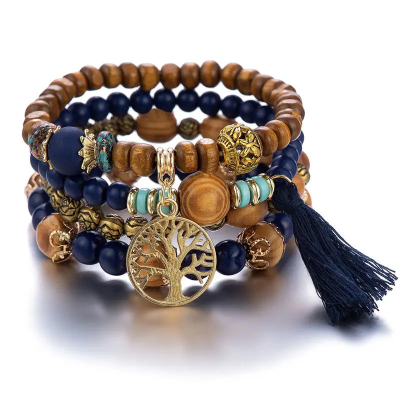 4Pcs Boho Wooden Beaded Bracelet