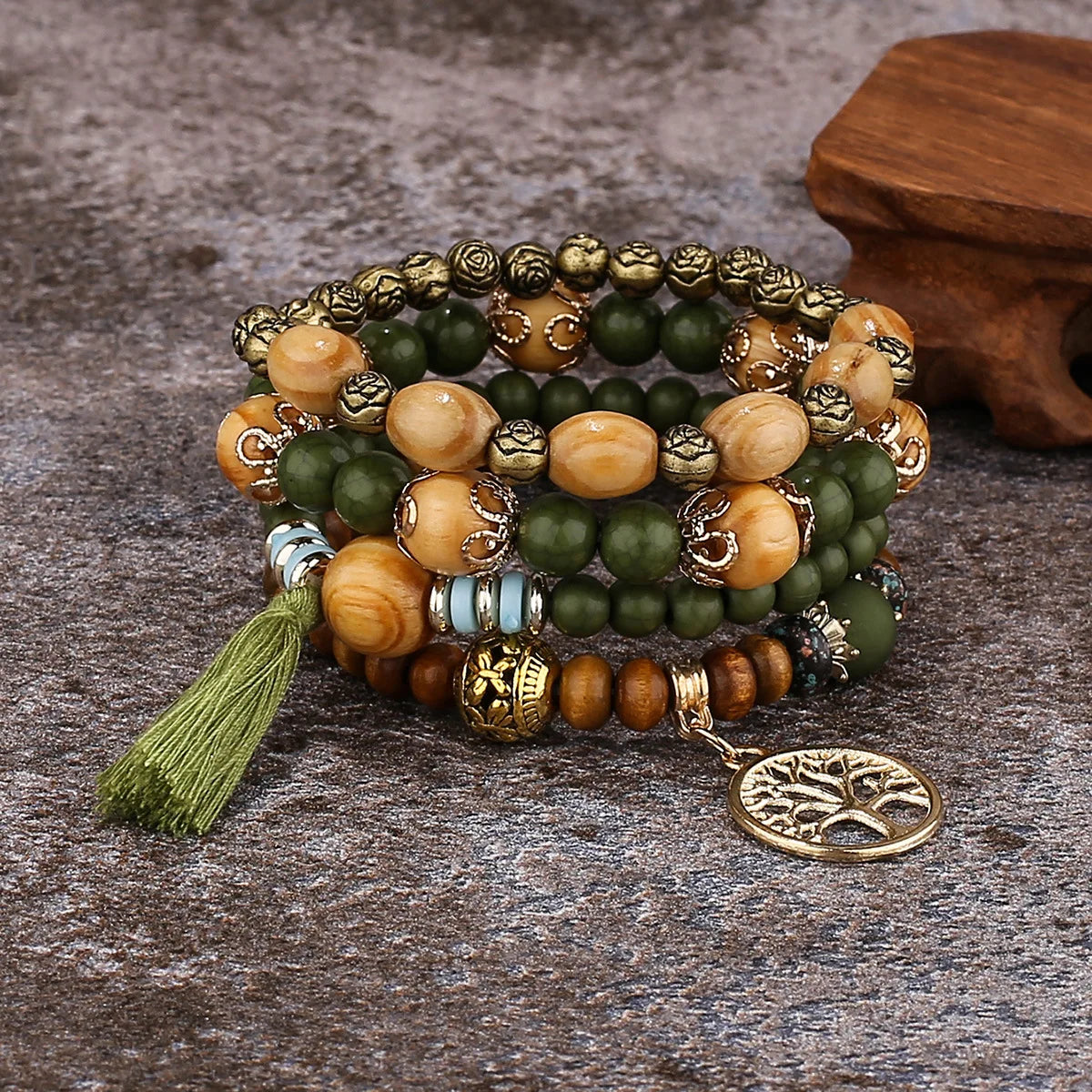 4Pcs Boho Wooden Beaded Bracelet