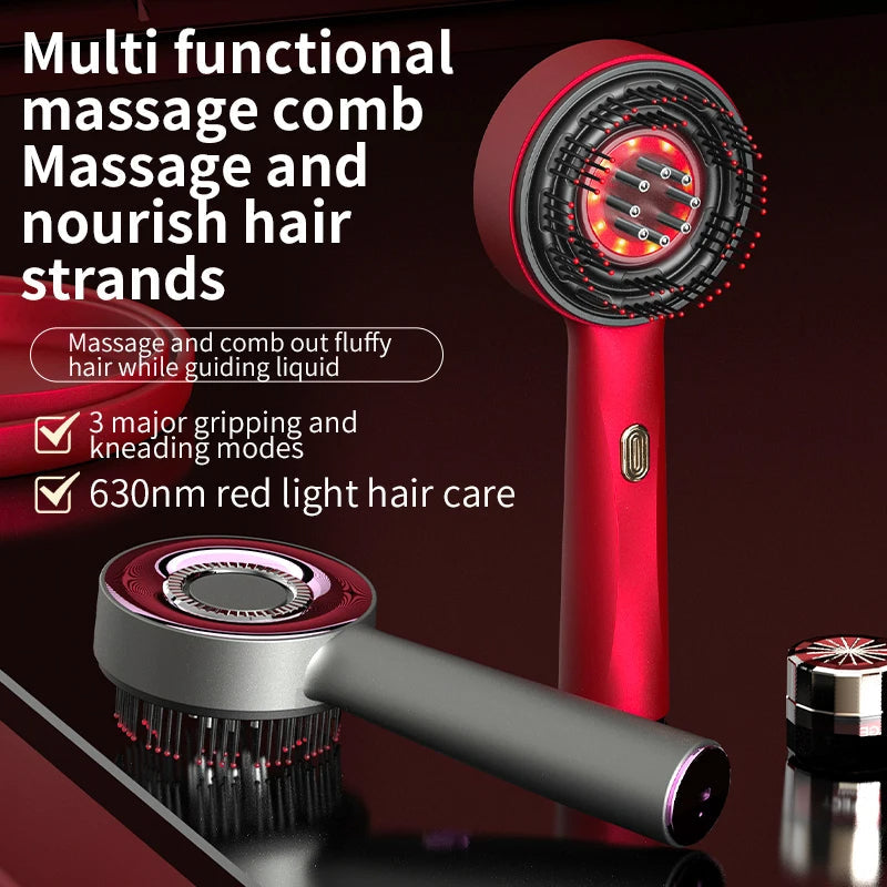 Peigne de massage électrique - Thérapie du cuir chevelu par lumière rouge