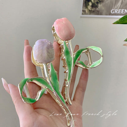 Haarspange mit Tulpenblüte