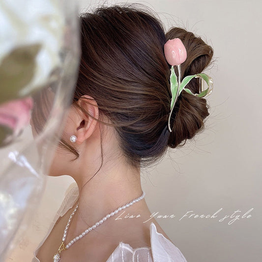 Haarspange mit Tulpenblüte
