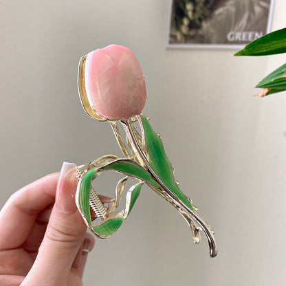 Haarspange mit Tulpenblüte