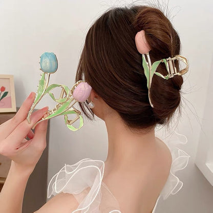 Haarspange mit Tulpenblüte