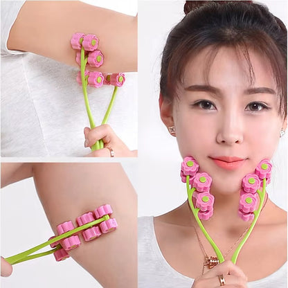 Jade Roller and Gua Sha Stone Set with Resin Massager
