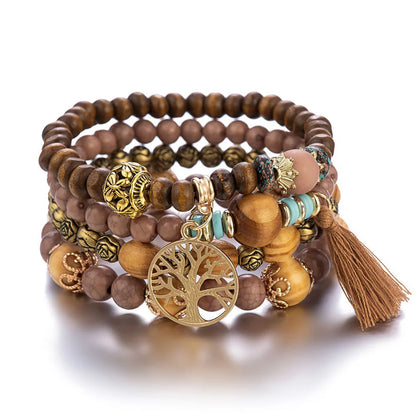 4Pcs Boho Wooden Beaded Bracelet