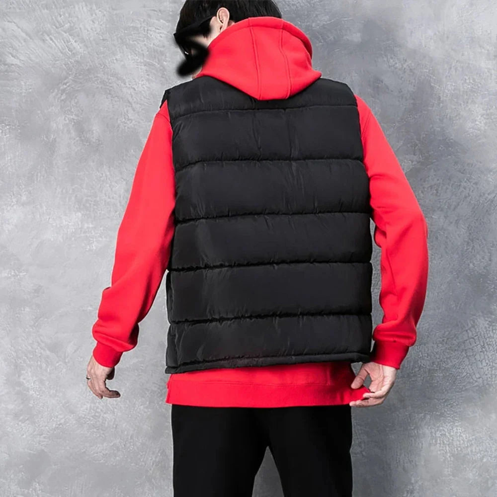 Men's Warm Waterproof Sleeveless Vest with Stand-Up Collar