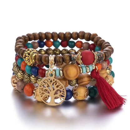 4Pcs Boho Wooden Beaded Bracelet