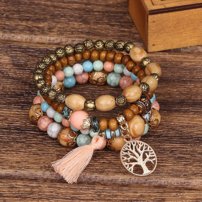 4Pcs Boho Wooden Beaded Bracelet