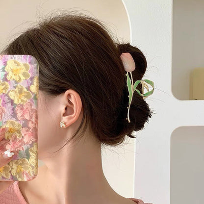 Haarspange mit Tulpenblüte